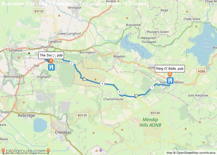 Map - Rowberrow To Compton Martin via Butcombe Trail
